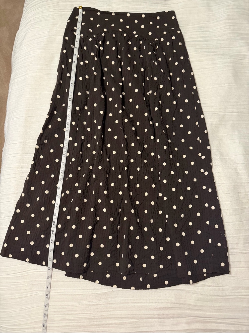 aerie Brown Midi Skirt with White Polka Dots - Picture 3 of 4